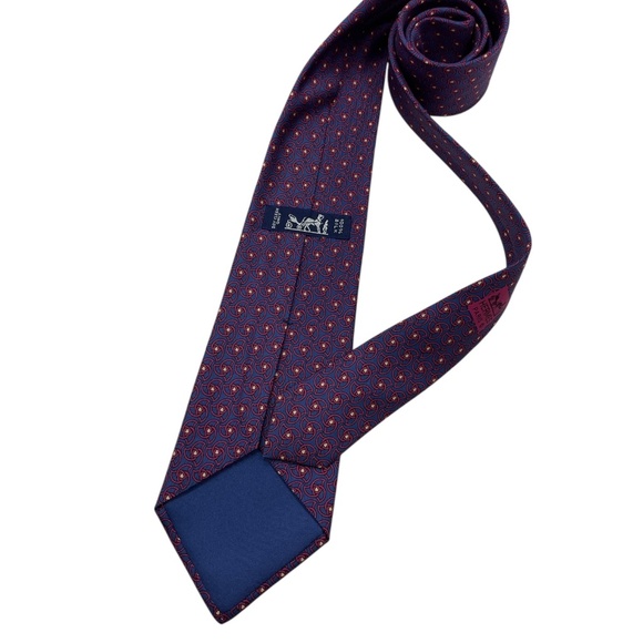 HERMÈS 7351 PA Blue/Burgundy Geometric Silk LUXURY Tie FRANCE - Picture 2 of 5